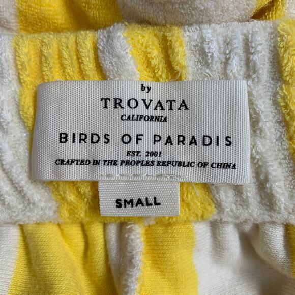 TROVATA Size S Yellow White Cotton Polyester Stripe Elastic Waistband Shorts - Picture 3 of 3
